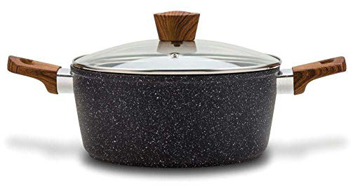 NAVA Kochtopf NATURE | 4 L, Ø 24 CM | Topf mit Deckel Granitbeschichtung | Für Gasherd und Induktion