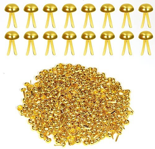 SAVITA 300 Stück 8 x 15 mm Rundkopfklammern, Rundkopf-Mini-Brads Splinte für DIY-Kunstschul-Projektbedarf - Gold