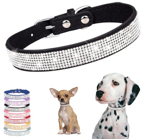 XS Hundehalsband für Mädchen, Strass-Hundehalsband, glitzernd, Schmuckhalsband für kleine, mittelgroße und große Mädchen, weibliche Prinzessinnen, Haustiere | Süßes luxuriöses Strass-Halsband für Mädchen, Welpen, Chihuahua, Katzen und Kätzchen, Metall-D-Ring, leicht und stilvoll