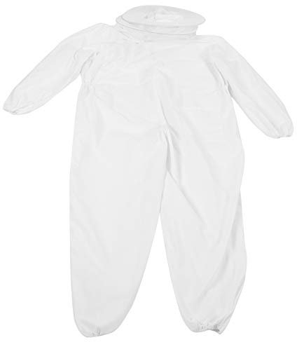 Kuuleyn Imkeranzug, Imkerkostüm, einteiliger Imkeranzug aus Polyester-Baumwolle, Schutzkleidung mit Zwei Reißverschlüssen, Imkerbedarf, Weiß