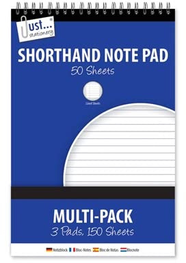 JMS we create smile 3 x Shorthand Notepads Notebook Pad Memo Pad Wired Note Lined Paper Ruled Top Wiro Spiral Bound Value Letters for School Home Office Use Note (1)