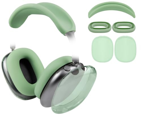 SOULWIT Schutzset für AirPods Max 2/1 (2026/2024/2020, USB-C/Lightning), Kopfband Stirnband Headband Abdeckung + TPU-Schutzhülle + Silikon Ohrpolster Schutz Abdeckung, Schweißresistent, Waschbar