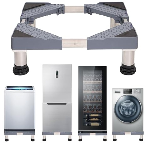 Waschmaschinen Sockel Untergestell für Kühlschrank Verstellbare Sockel für Trockner und Gefrierschrank, Bärenlast 320kg Waschmaschine und Kühlschrank, Einstellbare Breite 42-65cm