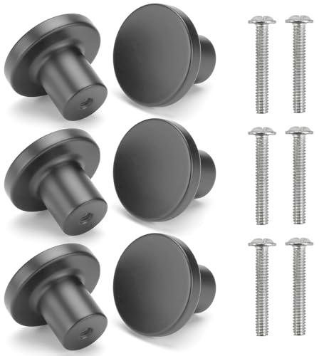 ABRVUAHM 6 Pcs Round Cabinet Knobs, Grey Simple Drawer Knobs, Cupboard Handles, Door Kitchen Hardware with Screws for Home Decorating, Cupboard, Wardrobe (30mm*25mm)