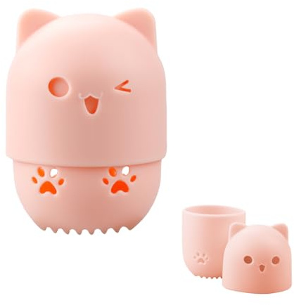 Tabanzhe Makeup Sponge Marshmallow Sponge with Silicone Travel Case - Beauty Blender Holder, Washable and Reusable Cat Shape Cosmetic Sponge Container