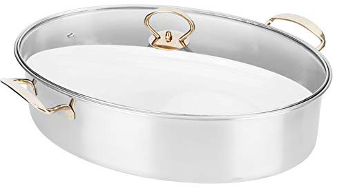 Fish Steaming Pot, Oval Steaming Pot Large Capacity Stainless Steel Oval Fish Steaming Pot Set for Home Cooking with Plate