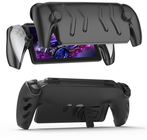 JOYTORN Full Protective Case Cover Compatible with PlayStation Portal Remote Player,PS5 Portal Case with Detachable Front Shell,Back Case-Frosted Handheld Design-Black