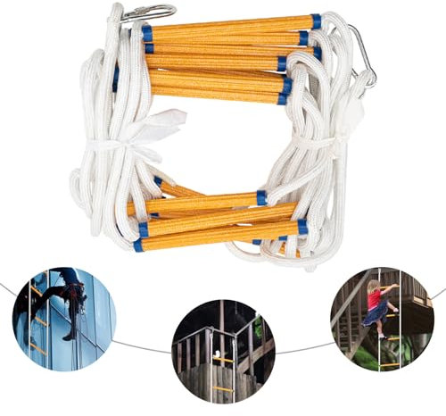 Strickleiter Feuerfeste Rettungsleiter 12 m Feuerwehrleiter Sicherheitsleiter mit Karabinern für Outdoor Balkon Fenster Feuerleiter Sicherheitsleitern