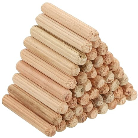 PATIKIL 200 Stück 5 x 30mm Holzdübel Set, Riffelholzdübel Holzstifte Dübel Set Gerillte Holzübelstifte Dübel Holz mit Rillen für Zimmerei Möbel Tür Kunsthandwerk Projekte