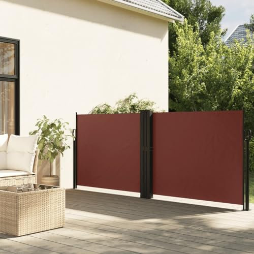 Gecheer Seitenmarkise Ausziehbar Markise Klemmmarkise,Garten-Sichtschutz Sonnenschutz Balkonmarkise Standmarkise Gartenmarkise Terrassenmarkise Gelenkarmmarkise Sonnenmarkise Braun 120x1000 cm