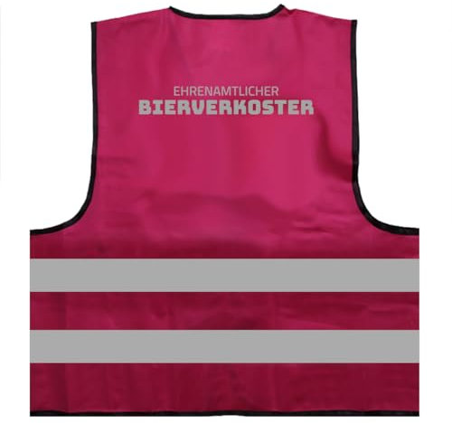 Ehrenamtlicher Bierverkoster Warnweste BZW. Signalweste mit reflektierendem Aufdruck - Größe L/XL, Magenta