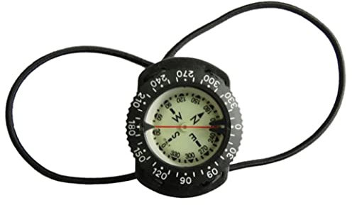 Muzrunq Tauchkompass -Handgelenk Kompass Elastic Seil Kompass wasserdichte Unterwassernavigationskompass mit Bungee Schwarz