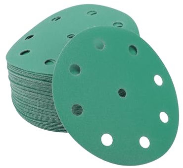 A ABSOPRO Dischi Abrasivi 5 Pollici 9 Fori 180 Grana Rondella Carta Vetrata Ossido di Alluminio Verde 50pz