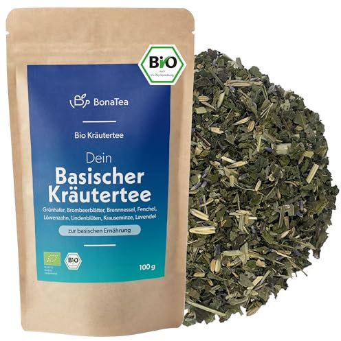 BIO Basischer Kräutertee 100g - Basentee mit Brennnessel, Löwenzahn, Lindenblüten, Grünhafer, Brombeerblättern und weiteren Basenkräutern