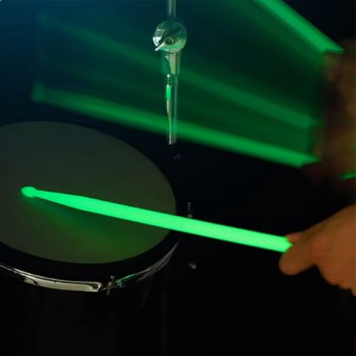 1 Paar leuchtende Drumsticks aus Nylon, 5 A, leuchtend, leuchtet im Dunkeln, fluoreszierende Trommelteile für Erwachsene und Kinder (grün)