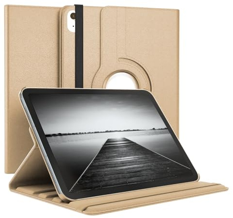 World biz Étui rotatif 360 pour iPad Air 11 pouces M2 2024 Air 6ème/10.9 Air 5ème 2022/Air 4ème 2020, Housse de protection avec support, Veille/Réveil automatique pour iPad Air 6 5 4 Génération (Or)