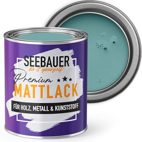 SEEBAUER diy Mattlack Türkis 375ml für Innen & Außen (No. 779 Tourqoise Dream) Möbelfarbe ohne Schleifen - Hybrid-Lack für Holz, Metall, Kunststoff - Holzlack, Möbellack hohe Deckkraft