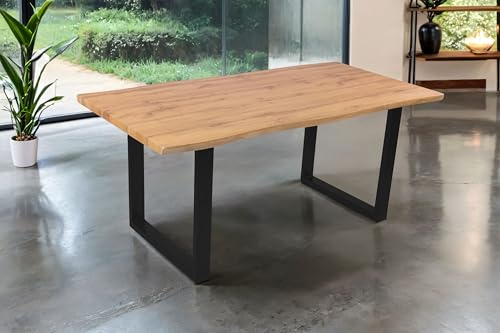 SAM Esstisch Josy 180x90 cm Holz Wildeiche-Optik U-Gestell schwarz