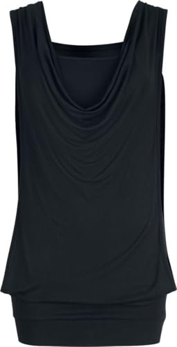 Black Premium by EMP Damen schwarzes Top im Double-Layer-Look mit Wasserfallausschnitt L