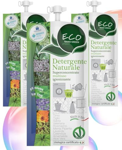 ECO NANO GREEN Detergente Naturale Universale, Detersivo Pavimenti, Detersivo Lavatrice Liquido, Pulizia Casa, Smacchiatore Bucato, Sgrassatore Universale, Pulizia Pavimenti, Bagno, Cucina, Vetri
