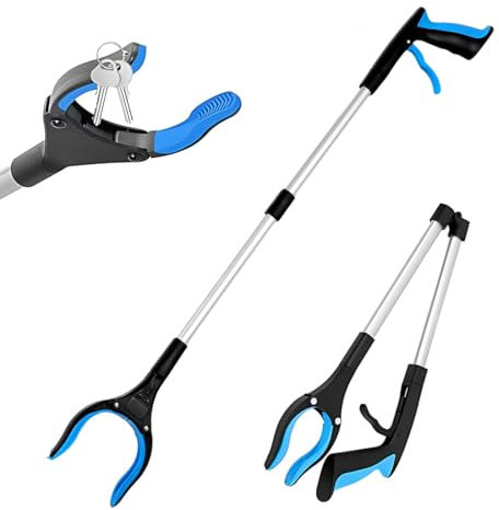 GNALIA Greifzange für Senioren, Folding Greifer mit Magnet-Greifarm, 360° Drehbar Müllzange Greifzange, Langer Müllgreifer, Greifhilfe für Menschen mit Behinderung,greifzange für senioren(Blau)