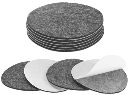 M METERXITY 10-Pack Lamp Base Felt, 3 Inch Dia. 2mm Thick Self Adhesive Round Fabric Felt Pads for Lamp/Furniture/DIY, Non-Slip Fiber Backed Patch Circles with Adhesive Backing [Grey]