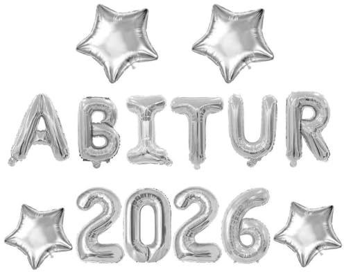 14 Stück Abitur 2026 Deko, ABI 2026 Folienballons,Abschluss Deko, ABI Luftballon Set, Prüfung Bestanden, Luftballon für Abschluss Abschlussfeier Schulabschluss Dekoration (Silbrig)