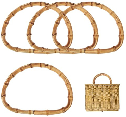 CHGCRAFT 4 Pz Borsa di bambù a Forma di D in Legno Maniglia di Sostituzione Borsa Fatta a Mano Che Fa Le Maniglie per Beachbag Borse Maniglie della Borsa Artigianato, 4,72×6,3 Pollici