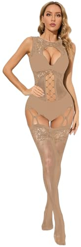 DTWAWA Womens Sexy Bodystocking, Exotic Fishnets Lingerie Party, Bodysuit Rave Outfits Club