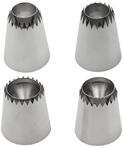 HLGHLG Large Piping Tips Set 4PCS Stainless Steel Russian Icing Nozzles for Cake Decorating, Cupcakes, Cookies, Frosting and Baking
