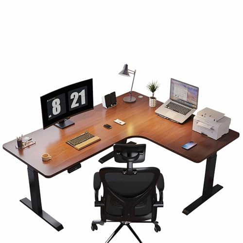 HSSTYLE L-format elektriskt ståbord Höjdjusterbart stående hörnskrivbord Sit Stand Datorbord Hemmakontor Skrivbord Sit Stand