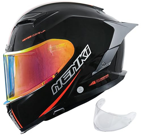 NENKI Motorradhelm Frauen und Männer ECE 22.06 Geprüft - Motorrad Integralhelm mit Sonnenblende, Belüftungssystem & abnehmbarem Innenfutter