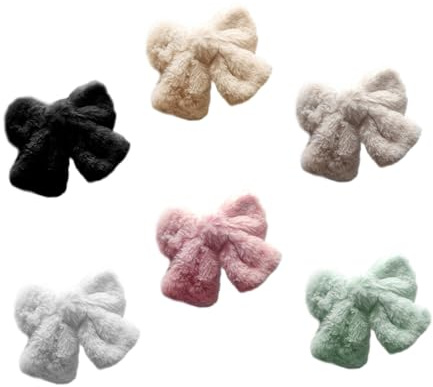 PartyKindom Plüsch Haarspangen aus Metall 6 Stück-pack mit Großer Schleife Stilvoller Haarschmuck Warm und Langlebig für Täglichen Wintergebrauch
