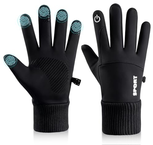 ertlutw Laufhandschuhe, Winter-Thermo-Handschuhe, Touchscreen, kältebeständig, warm, rutschfest, für Herren und Damen, Outdoor-Sport, Radfahren, Sport, Fahren