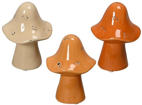 matches21 HOME & HOBBY Herbstfiguren Pilze Set in Ø 7 x 10 cm für Innen - Dekofiguren für Tischdeko in Orange