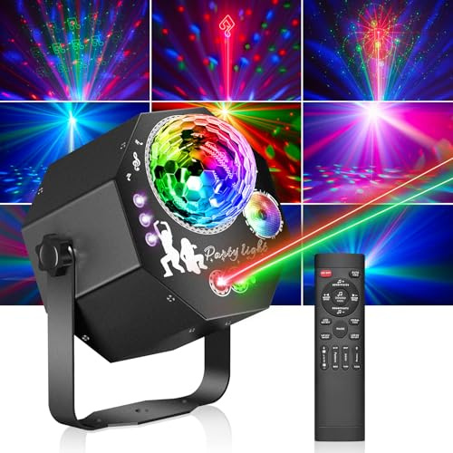Vicalo 4 in 1 Disco Lights with Disco Ball Light, Sound Control DJ Lights, RGB LED Disco Lights for Parties, Disco Light Party Light for Home Parties, Clubs, Halloween, Christmas