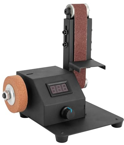 Mini Bandschleifer 350W Electric Bandschleifmaschine 0-8500r/min Multifunktionale Schleifmaschine, 0-90° Verstellbarer Schleifarm, für Schleifen und Polieren von Metall, Holz, Acryl usw