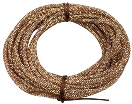 GDO Gioie d’Oriente Cordone Strass 6 mm × 10 m – Tubo in Silicone Flessibile con Strass Incastonati – Per Manici Borse, Bordature, Bijoux e Accessori Moda Fai da Te (Champagne)