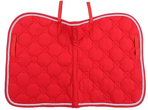 FAUOSWUK Almohadilla para Silla de Montar de Caballo, Algodón Suave y Transpirable con Borde de Doble Cuerda de 6 Mm y Asa de Correas de PP, para Absorción del Sudor y Protección de la (Rojo)