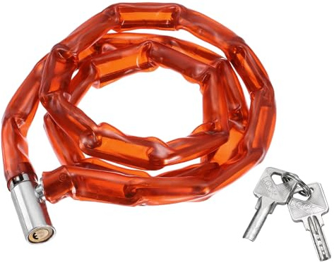 PATIKIL Candado de cadena de bicicleta (121 cm, rojo) (1 unidad), candado de cadena antirrobo de acero al manganeso con llaves, apto para bicicleta/motocicleta/scooter/camión