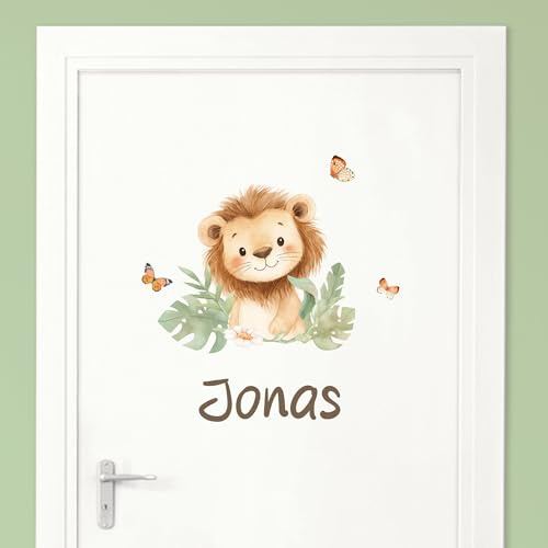 Little Deco Türaufkleber, Wandtattoo Kinderzimmer, Löwe | Wandsticker, Sticker personalisiert, Babyzimmer Deko, Wunschtext Aufkleber, Tür Namensschilder Kinder, Stickers selbstklebend