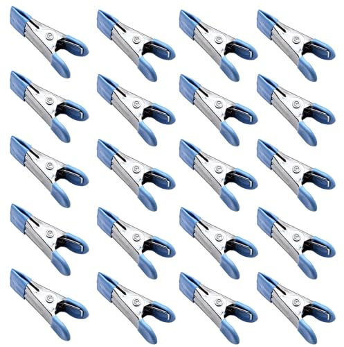 20 morsetti a molla in metallo lunghi 5,1 cm, confezione da 20 pezzi (blu, 5,1 cm)