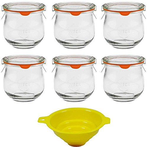 mikken 6 Weckgläser Rundrandgläser in Tulpenform 370 ml inkl. Zubehör