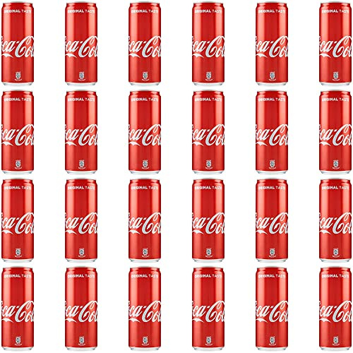 Lot de 24 boîtes de Coke Cola Original taste Cola 330 ml Boisson italienne sans alcool