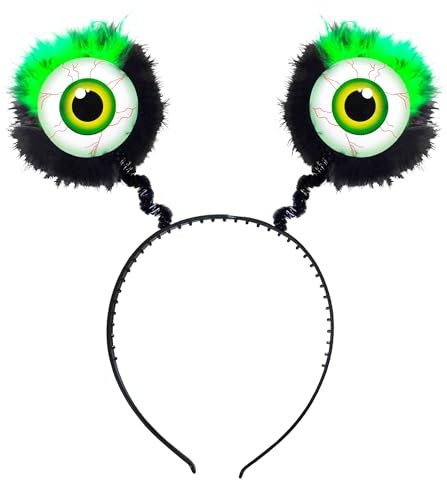 W WIDMANN MILANO Party Fashion - Haarreif mit Augen und Federn | Monster-Kopfschmuck mit Federn und beweglichen Augen für Karneval und Mottoparty