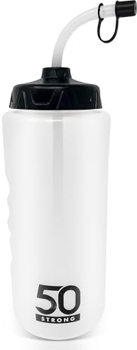1 Liter Water Bottle with Straw | Hockey Water Bottle with Long Straw | Easy Squeeze Bottles + Built In Finger Grip | BPA-Free Sports Water Bottle for Football, Lacrosse & Boxing | Made in USA