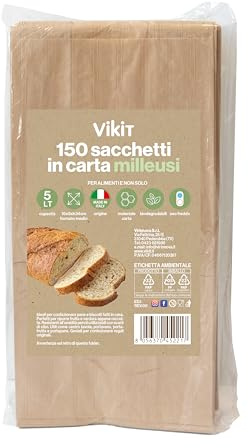 150 Sacchetti Bio Carta Kraft Marrone Avana 16x34 cm