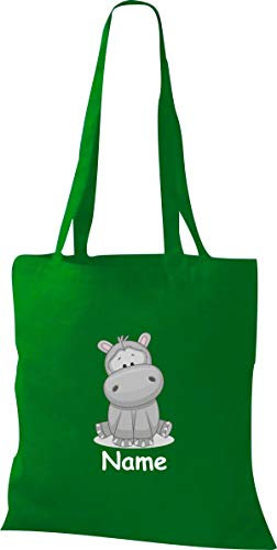 Shirtinstyle Stoffbeutel Tasche, Tiermotiv Nilpferd mit Wunschnamen, Natur Zoo Tiere Animal, Geschenk, Baumwolltasche, Logo, Spruch, Verwandschaft, Motiv, Farbe Hellbraun