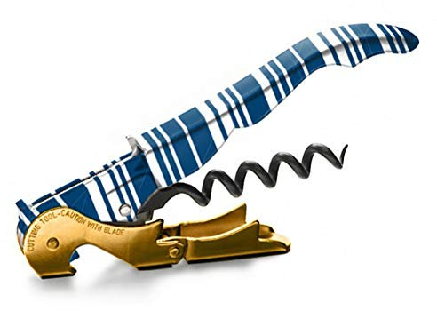 PULLTAP'S GENUINE Raya Marí 900 - Sacacorchos de camarero profesional con diseño de rayas - Fabricado en España - Incluye doble palanca articulada, navaja cortacápsulas tipo cúter y abrebotellas