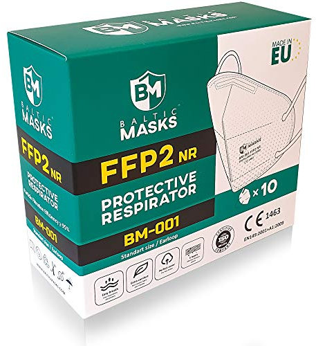 Baltic Masks FFP2 Mask - 100% Made in EU - Pack of 10 - UK/EU Certified - Packaging May Vary